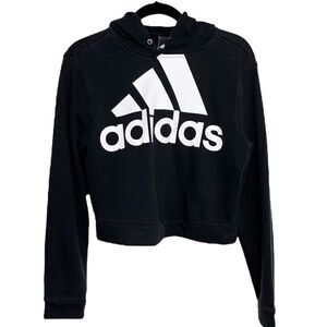 Adidas Logo Pullover Hoodie Black and White Size Large